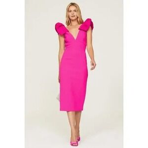 Rebecca Vallance Pink‎ Cupids Bow Midi Dress US 4 Formal Party Cocktail Holiday